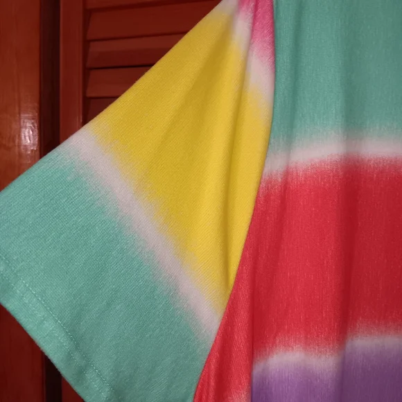 Colorful Striped V-Neck Women's Top Honey Me Curvy 3xl - Picture 3 of 8